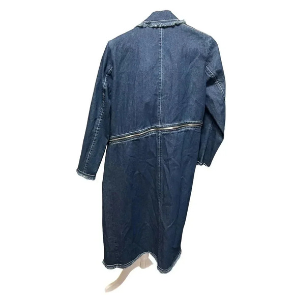 Rumere Paneled Frayed Denim Trench Coat - Picture 4 of 6